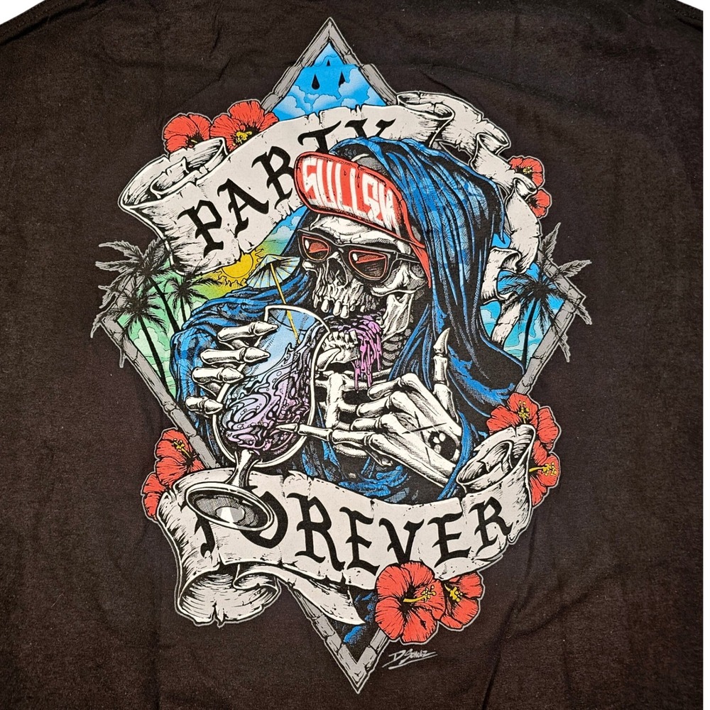Sullen Art Collective Party Forever Reaper Graphic T‑Shirt‎ Men's XL Black NWT